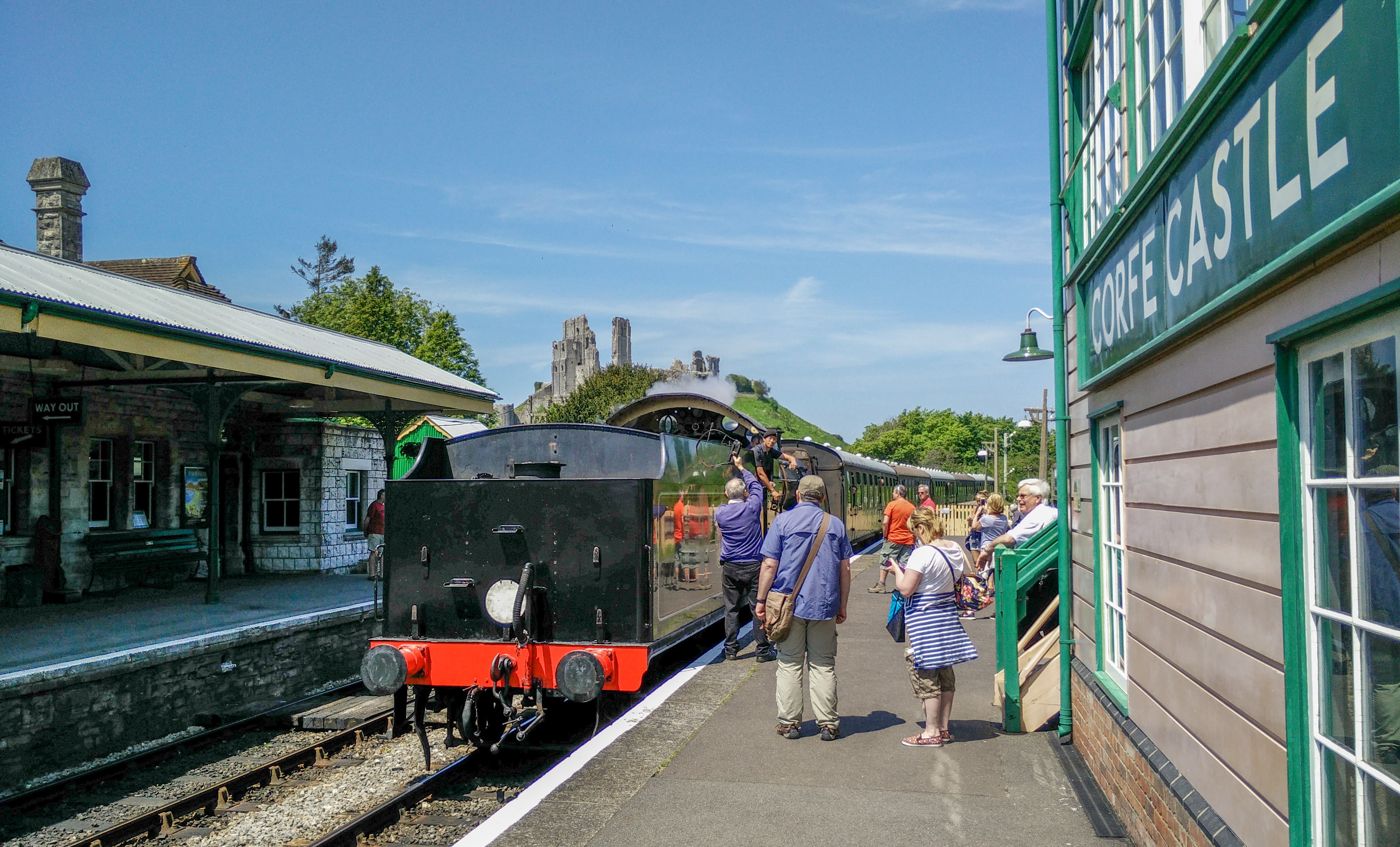 Corfe Castle station and my train.